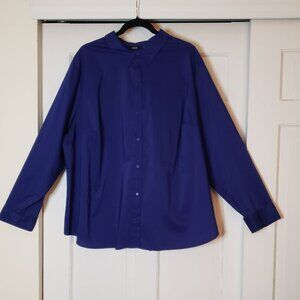 Women's Royal Blue/Purple Button Down Blouse - Size 3X